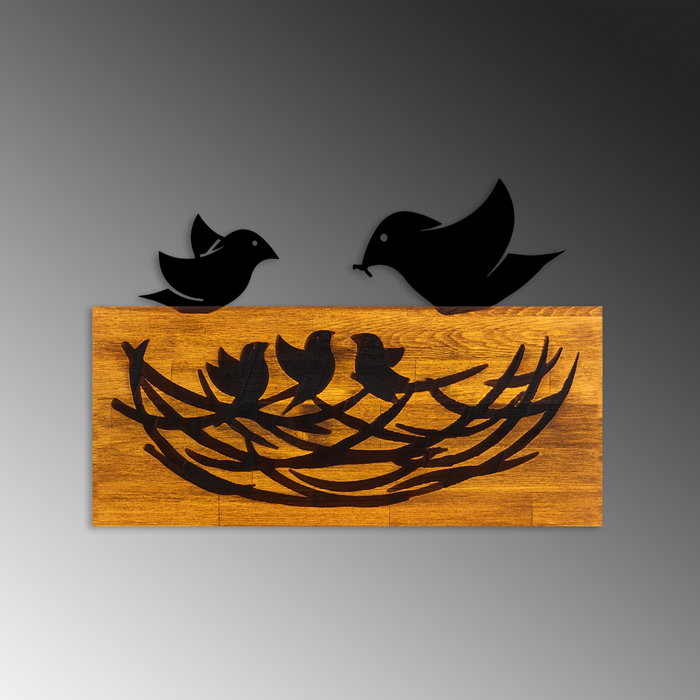 Wallity Accesorio decorativo de pared de madera y metal Nogal y Negro